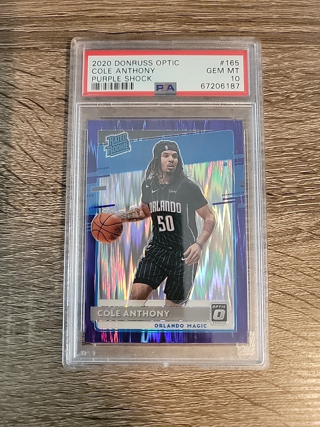 2020-21 Donruss Optic #165 Cole Anthony Purple Shock Rated Rookie PSA 10! POP 10