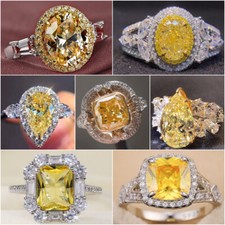 Fashion Zircon 925 Silver Rings Women Wedding Engagement Jewelry Sz 6-10