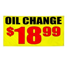 Vinyl Banner Multiple Sizes Oil Change 18.99 Weatherproof Industrial Yard Signs