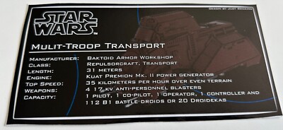 Lego Star Wars UCS Sticker MOC-105377 MTT Multi-Troop Trans. by Just Bricking