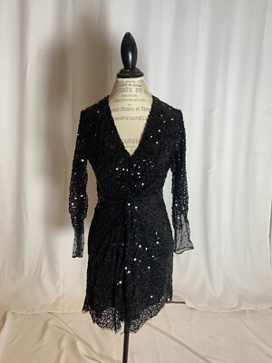 Emille Sparkle Long Sleeve Sequin Sheath Dress FRENCH CONNECTION Size  $218