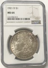 1921-D Silver Morgan Dollar $1 NGC MS64