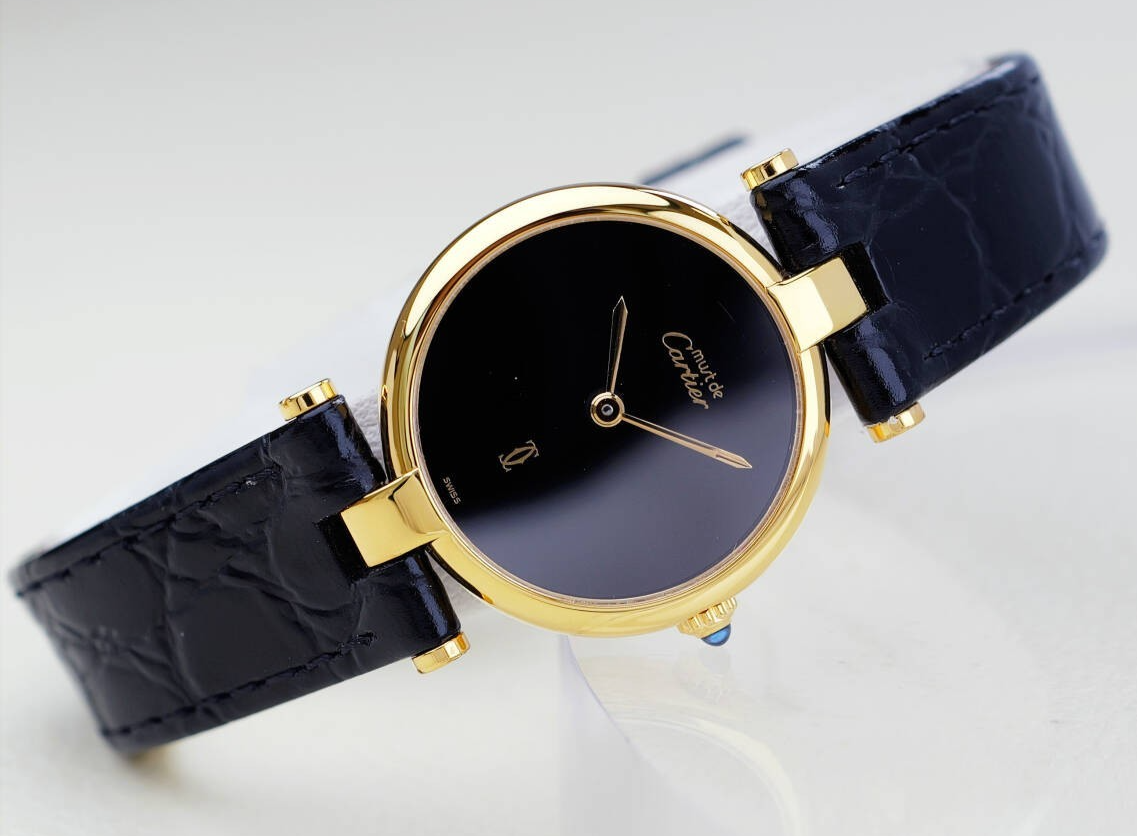 Cartier Watch Must Vendome Louis Cartier Black Dial SM Women's