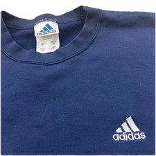 Vintage 90s Adidas Crewneck Sweatshirt Navy Blue XL 25x28 Boxy Fit Made Canada