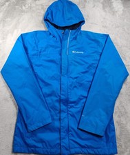 Columbia Rain Coat Jacket Youth Large 14/16 Blue Omni-Tech Hooded Waterproof