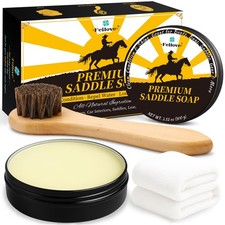 3.52oz Leather Saddle Soap Cleaner Conditioner Kit with Brush Cloth