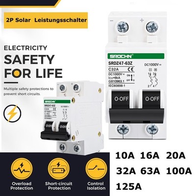 DC Leitungsschutzschalter Solarpanel PV 1000V Trennschalter Sicherungsautomat DE