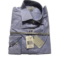 New Jack Stone Shirt XL Blue Grid Long Sleeve Button Up Dress Thomas Dean