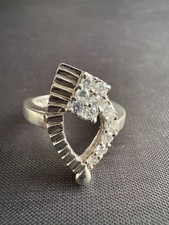 925 Sterling Silver Ring Baguette and Cubic Zirconia Stones Ring Size 7.75 US