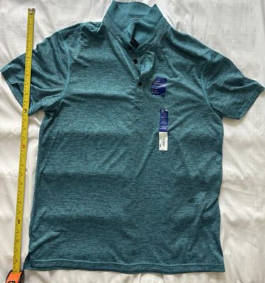 APT.9 Men's Teal Premier Flex Performance Polo Shirt L Short Sleeve Button
