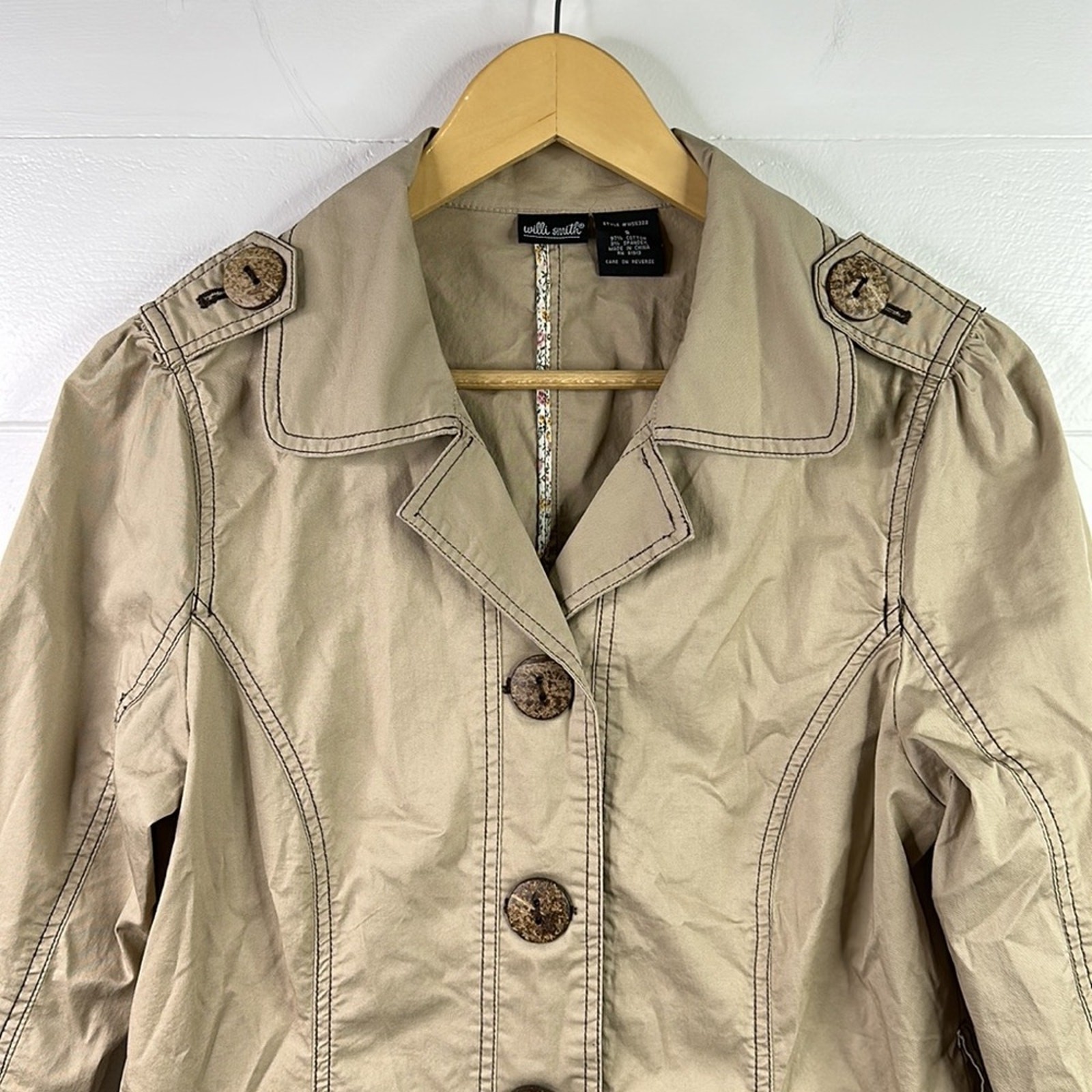 WILLI SMITH Tan Button Up Collared Jacket With Po… - image 5