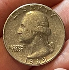 1965 Washington Quarter No Mint Mark Filled "A" in STATES Error