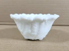 Vintage Milk Glass White Small Bowl Leaf Design Ceramic