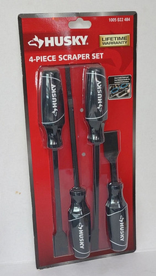 #ad Husky 4 Piece Scraper Set Black Oxide Finish Brand New $25.95
