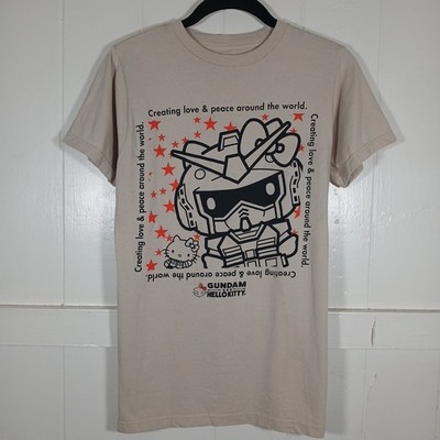 Gundam × Hello Kitty Shirt Creating Love & Peace Graphic Tee Adult Small SS