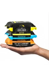 3 Pack (90 Wipes) Men's Active/Energizing Face + Body Cleansing Wipes