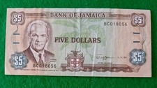 1989 JAMAICA PAPER MONEY - 5 DOLLARS BANKNOTE!