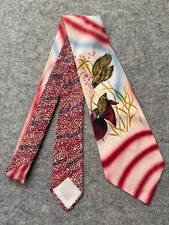 vintage 1940s 1950s hand painted swing tie w/ goldfish by wembley