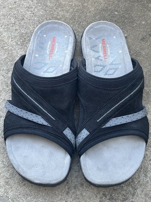 Merrell Air Cushion Terran II Slide black & gray leather slide sandals 10 / 41