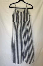 Women's Blue Striped Cotton Polyester Romper Size L Fits More Like S/M