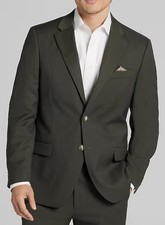  395 NAUTICA Men  s Modern Fit Stretch Olive Green Suit 38S Jacket 32x29 Pant