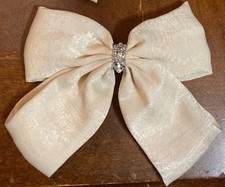 satin hair bow with rhinestone