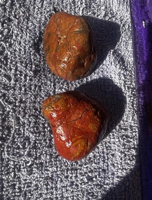 Red Jasper Stone Pair Trinity River California Natural Healed Fracture Specimens
