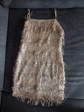 Cockteilkleid Silvesterkleid Karneval 20er pailletten rosa beig Gr.40/42