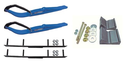C&A Pro Blue Razor Snowmobile Skis w/ 4'' Round Bars Complete Kit 2012+ Rush/Pro