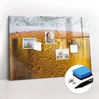 Glas Magnettafel Beschreibbar Mit Marker Schwamm Magneten Bierkrug 100X70 Cm