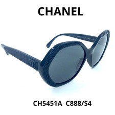 CHANEL Black Cat Eye Sunglasses Textured Temple CH5451A C888/S4 New Unused