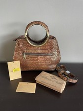 Patricia Nash Aria Shopper Double Ring Satchel/Crossbody. Metallic Gold Tan.