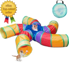 Cat Tunnel for Indoor Cats 5 Way Large Cat Play Tunnel & Tube with Play Ball S-S