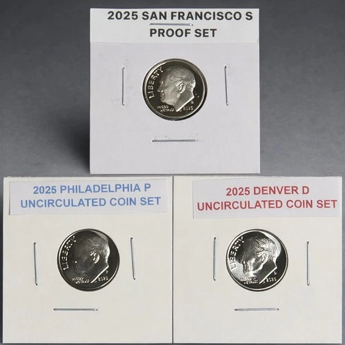 2025 Roosevelt Dime 3 Coin Set S Proof PD Uncirculated US Mint Proof & Mint Sets