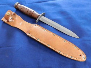 MIINT WWII US Army M3 Trench Fighting Knife Unmarked (Imperial) in Sheath Dagger