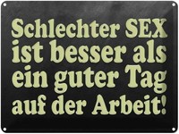 Blechschild 30X40 Cm Schlechter Sex Besser Als Guter Spruch Zitat Deko Geschenk
