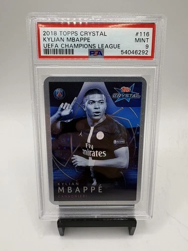 2018 Topps Crystal UEFA Champions League Kylian Mbappe Rookie RC #116 PSA 9
