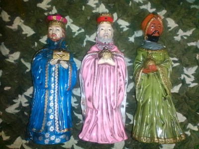 Vintage 11'' to 12''  3 Wise Men Hand Made Hand Painted Extreme High Quality Rare