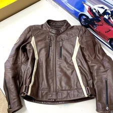BMW Motorrad Jackeet Size 46 Double R Leather Jacket Rider Motorcycle Brown Used
