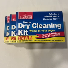 Custom Cleaner Home Dry Cleaning Kit REFILL 5 Cleaning Sheets - 3 Sealed Boxes