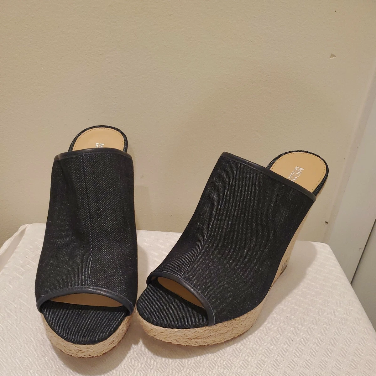 KORS by Michael Kors Womens Hastings Mule Fabric Peep Toe Dark Denim