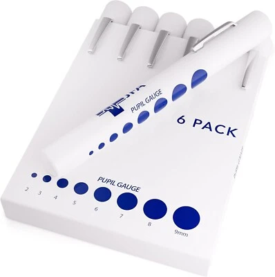 JFA Medical Disposable Pen Torch Light with Pupil Gauge, Pack of 6