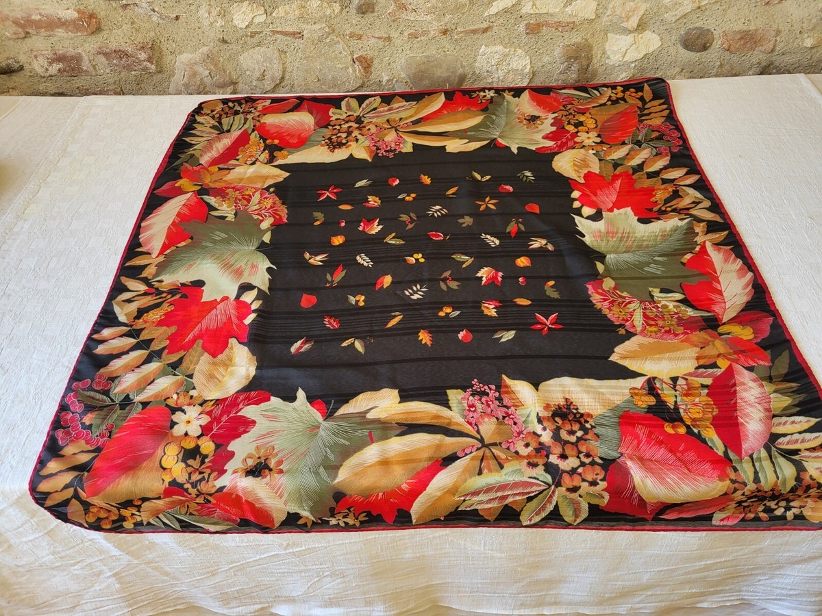 Grand Foulard Châle étole En Laine Et Polyester, Motif Cachemire, 117x117cm - Vintage, Multicouleur