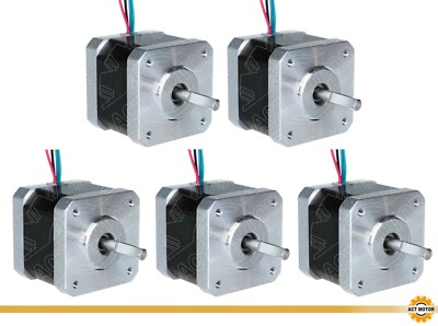 5PCS Nema17 17HS4417P1 Schrittmotor 1.7A 40mm 60oz D-Shaft Bipolar