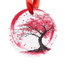 Cherry Blossom Acrylic Ornament Sukura Tree of Life Red Tree Holiday Decor, Gift