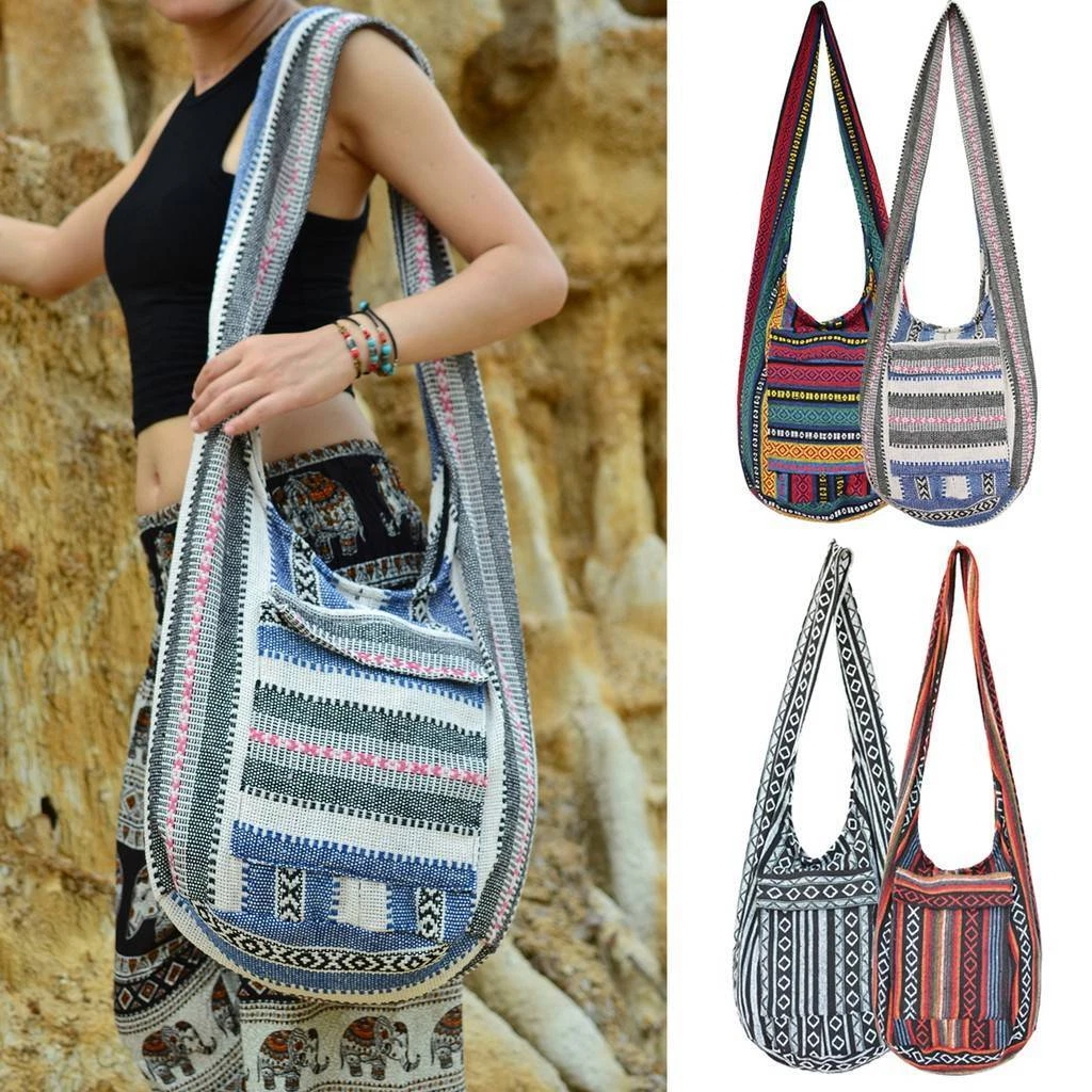 Pack of 12 Boho Hippie Bags Shoulder Handbags Fashion canvas