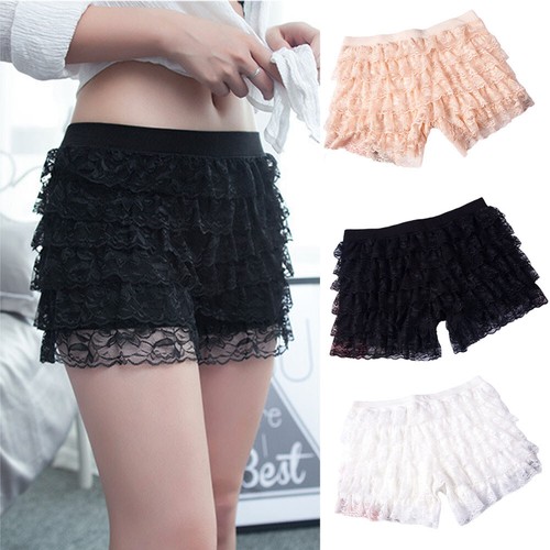 Damen Unterhose lange Bein Schlüpfer Slip mit Rüschen Spitze Sicherheits Shorts - Bild 2 von 28