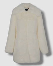 $2880 Dsquared2 Women's White Fun Fur Relaxed Coat Jacket Size 44