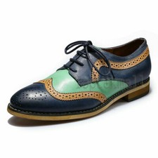 Handmade Men's Leather Oxford Multi Color Stylish Wing Tip Brogues Shoes-799