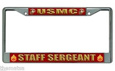 USMC MARINE CORPS MARINE STAFF SERGEANT EGA USA MADE LICENSE PLATE FRAME